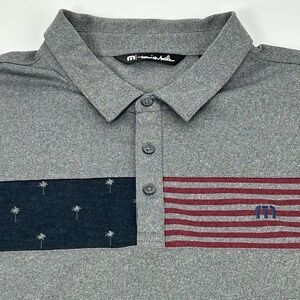 Travis Mathew Shirt Mens XXXL 3XL Gray Golf Polo Palm Tree Stripe USA